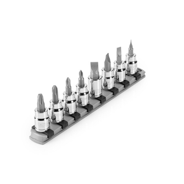 3/8 Inch Drive Phillips/Slotted Bit Socket Set with Rail, 8-Piece (No. 1-No. 4, 3/16-3/8 in.)